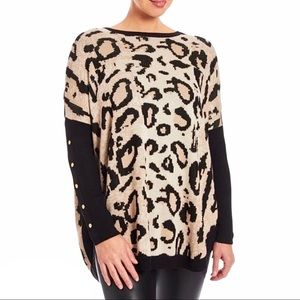 Joseph A | Leopard Tunic Sweater Crew Neck